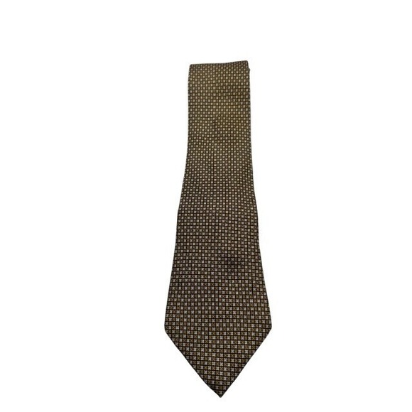 Tommy Hilfiger Vintage Silk Tie Gold Black White Geometric Micro Pattern Classic - Picture 2 of 5